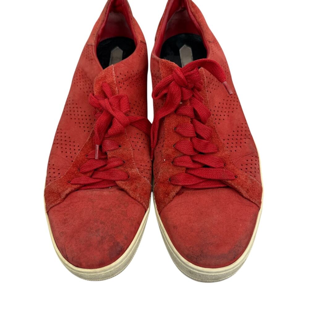 Off-White Sneakers Mens 43 Red Classic Diagonals Low Leather Suede Shoes *FLAW